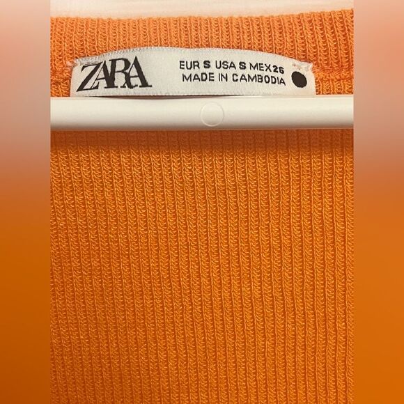 Zara orange ribbed knit cardigan V-neck and button-down front Size S - Picture 6 of 7